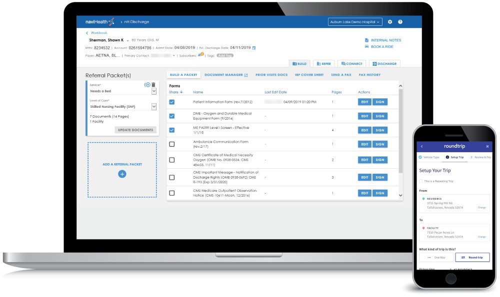 Discharge workflow, desktop and mobile